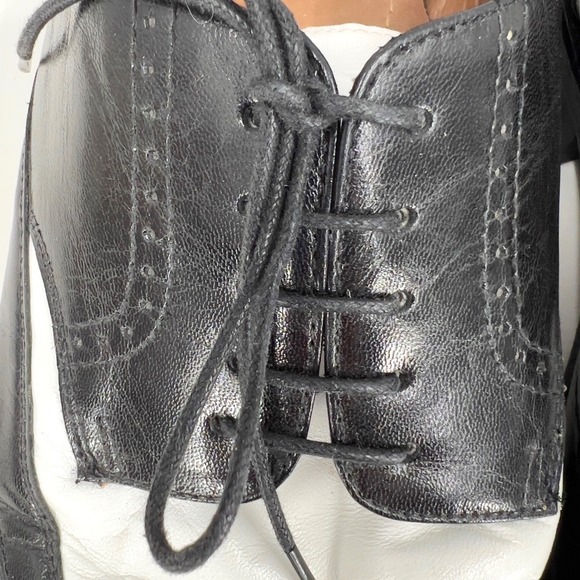 Vintage Stacy Adams 12M Rockabilly Wingtip Oxford Shoes Two Tone Black White